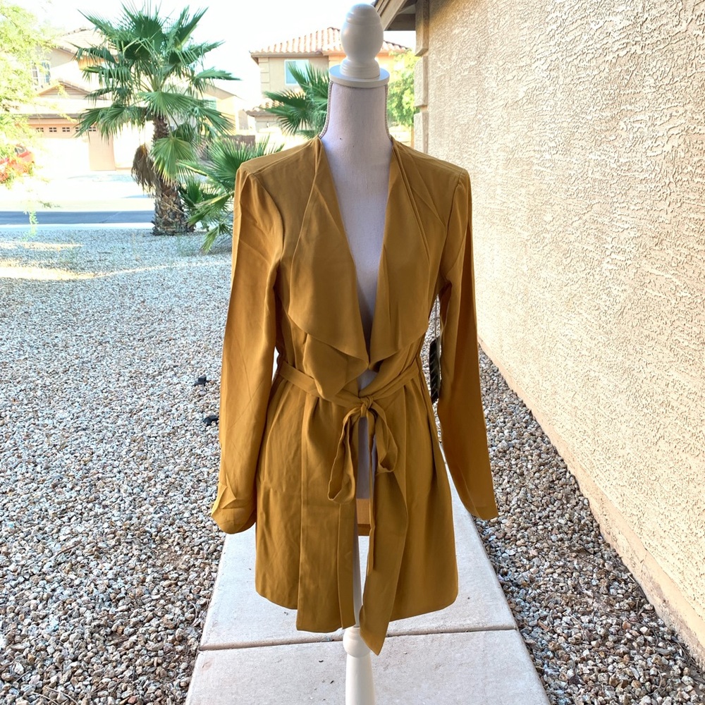 Mustard Tie Front Cardigan Kimono